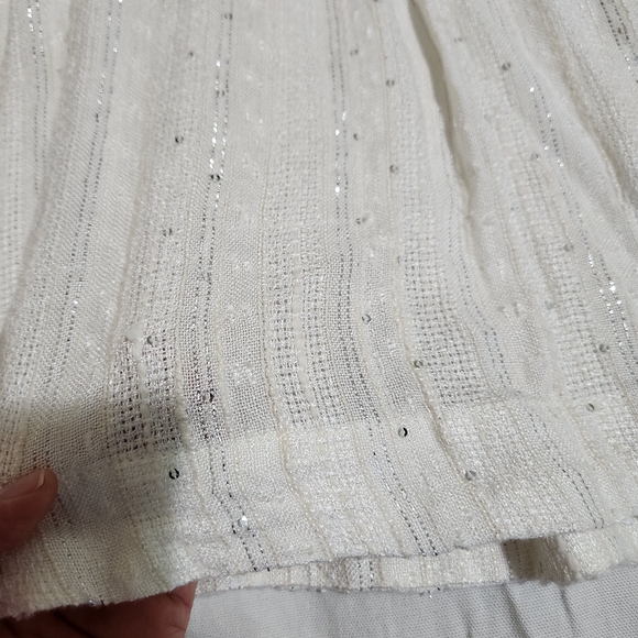 Free People Boho Gauzy Blouse Festival Sequin Metallic Thread size L Like a New - Picture 7 of 16